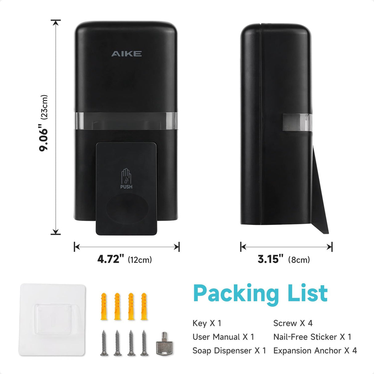 AIKE Manual Liquid Soap Dispenser with Extended Pump, 27fl oz /800ml Large Capacity for Commercial Bathrooms,Model AK1008 - AIKE Direct Store