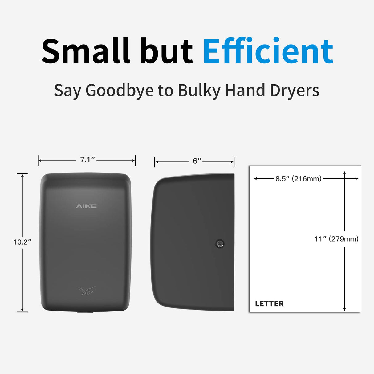 AIKE Stainless Steel Electric Jet Hand Dryer, UL Approved 120V, AK2803D