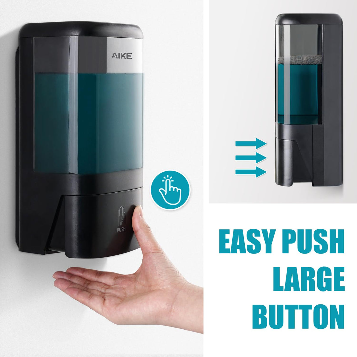 AIKE Wall-mounted Manual Liquid Soap Dispenser for Commercial Restrooms Large Capacity 40.58 fl oz/1.2L , Model AK1007 - AIKE Direct Store