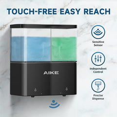 AIKE 2 Chambers Automatic Soap Dispenser Wall Mount Shower Gel Dispenser IPX7 Waterproof , AK1902
