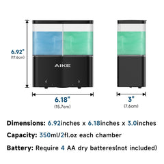 AIKE 2 Chambers Automatic Soap Dispenser Wall Mount Shower Gel Dispenser IPX7 Waterproof , AK1902
