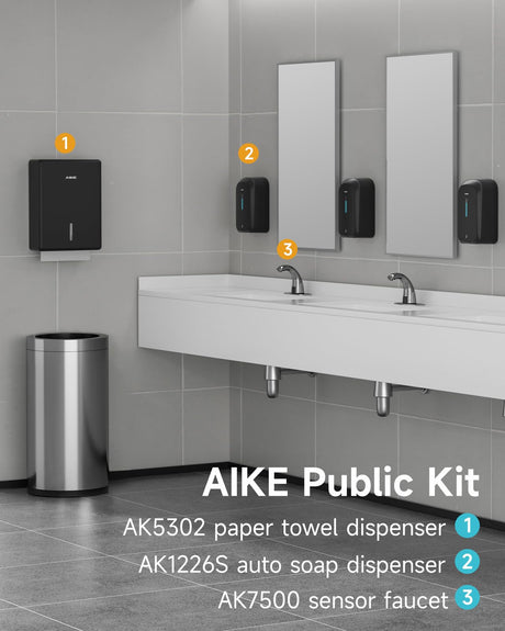 AIKE Commercial Wall Mount Paper Towel Dispenser with Lock, 400 Sheet Capacity, Fits Folded Size 10" x 3.5" Towels, Model AK5302 - AIKE Direct Store