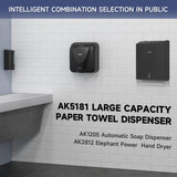 AIKE 400 Sheets Multifold Paper Towel Dispenser with Lock,Large Capacity Commercial Stainless Steels Wall Mount Tissue Dispenser AK5181 (Folded Size 10.6" x 3.9" Or Smaller) - AIKE Direct Store