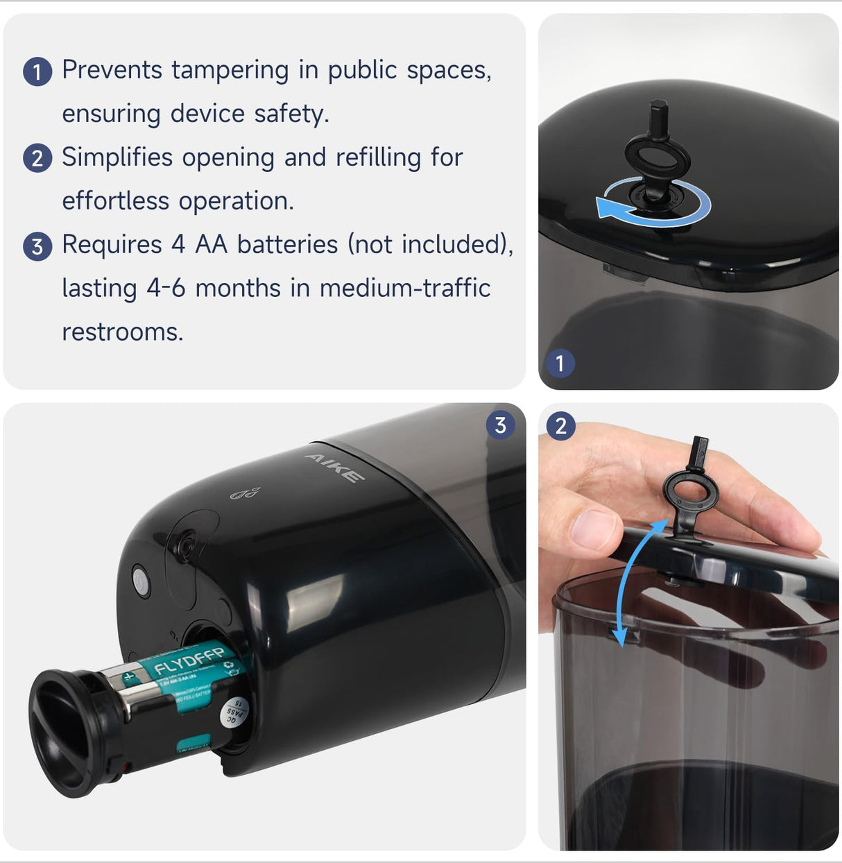 AIKE Automatic Wall-Mounted Soap Dispenser for Bathroom and Kitchen 24fl.oz/700ml, Model AK1216