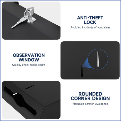 AIKE 400 Sheets Multifold Paper Towel Dispenser with Lock,Large Capacity Commercial Stainless Steels Wall Mount Tissue Dispenser AK5181 (Folded Size 10.6" x 3.9" Or Smaller) - AIKE Direct Store