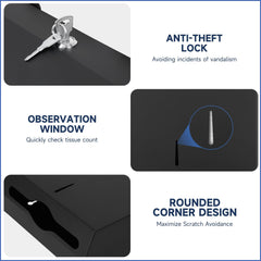 AIKE Multifold-Papierhandtuchspender, Taschentuchspender zur Wandmontage mit Smart Lock, 200 Blatt, gefaltete Größe 10" x 3,1" oder kleiner, AK5101