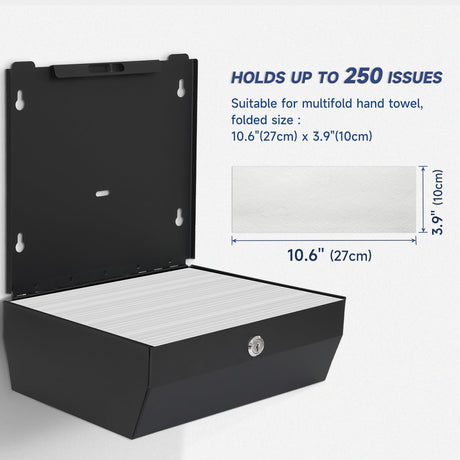 AIKE 250 Sheets Stainless Steel Commercial Wall Mount Paper Towel Dispenser with Lock,Model AK5180 - AIKE Direct Store