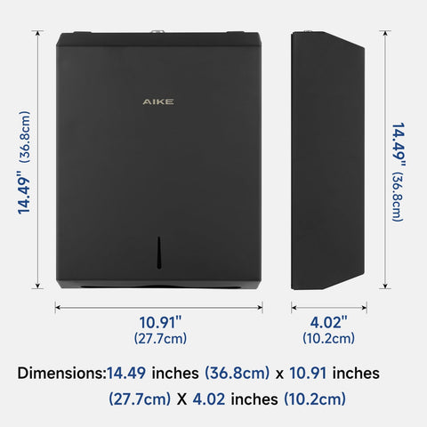AIKE 400 Sheets Multifold Paper Towel Dispenser with Lock,Large Capacity Commercial Stainless Steels Wall Mount Tissue Dispenser AK5181 (Folded Size 10.6" x 3.9" Or Smaller) - AIKE Direct Store