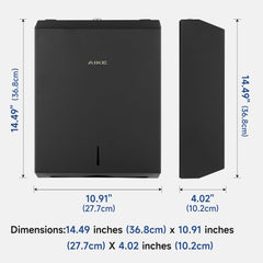 AIKE Multifold-Papierhandtuchspender, Taschentuchspender zur Wandmontage mit Smart Lock, 200 Blatt, gefaltete Größe 10" x 3,1" oder kleiner, AK5101