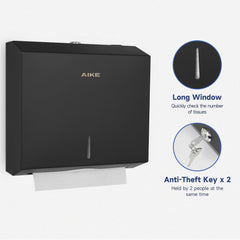 AIKE 250 Sheets Stainless Steel Commercial Wall Mount Paper Towel Dispenser with Lock,Model AK5180