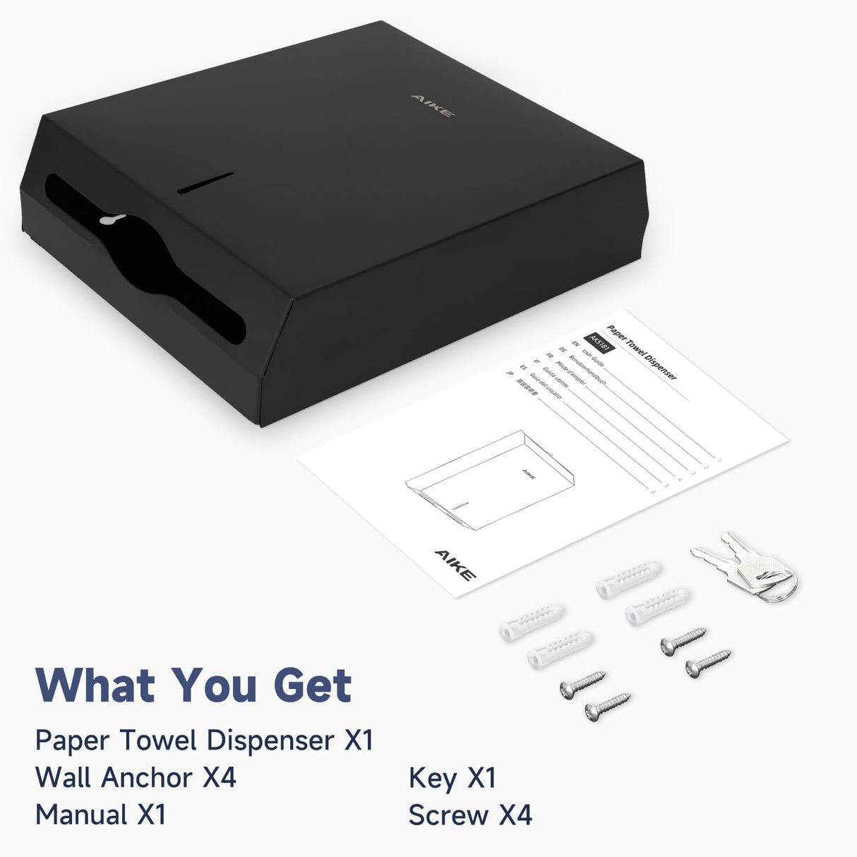 AIKE 400 Sheets Multifold Paper Towel Dispenser with Lock,Large Capacity Commercial Stainless Steels Wall Mount Tissue Dispenser AK5181 (Folded Size 10.6" x 3.9" Or Smaller) - AIKE Direct Store