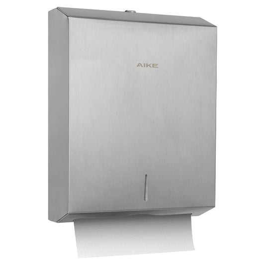 AIKE 400 Sheets Multifold Paper Towel Dispenser with Lock,Large Capacity Commercial Stainless Steels Wall Mount Tissue Dispenser AK5181 (Folded Size 10.6" x 3.9" Or Smaller)