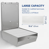 AIKE 400 Sheets Multifold Paper Towel Dispenser with Lock,Large Capacity Commercial Stainless Steels Wall Mount Tissue Dispenser AK5181 (Folded Size 10.6" x 3.9" Or Smaller) - AIKE Direct Store