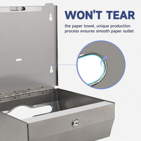 AIKE 250 Sheets Stainless Steel Commercial Wall Mount Paper Towel Dispenser with Lock,Model AK5180 - AIKE Direct Store