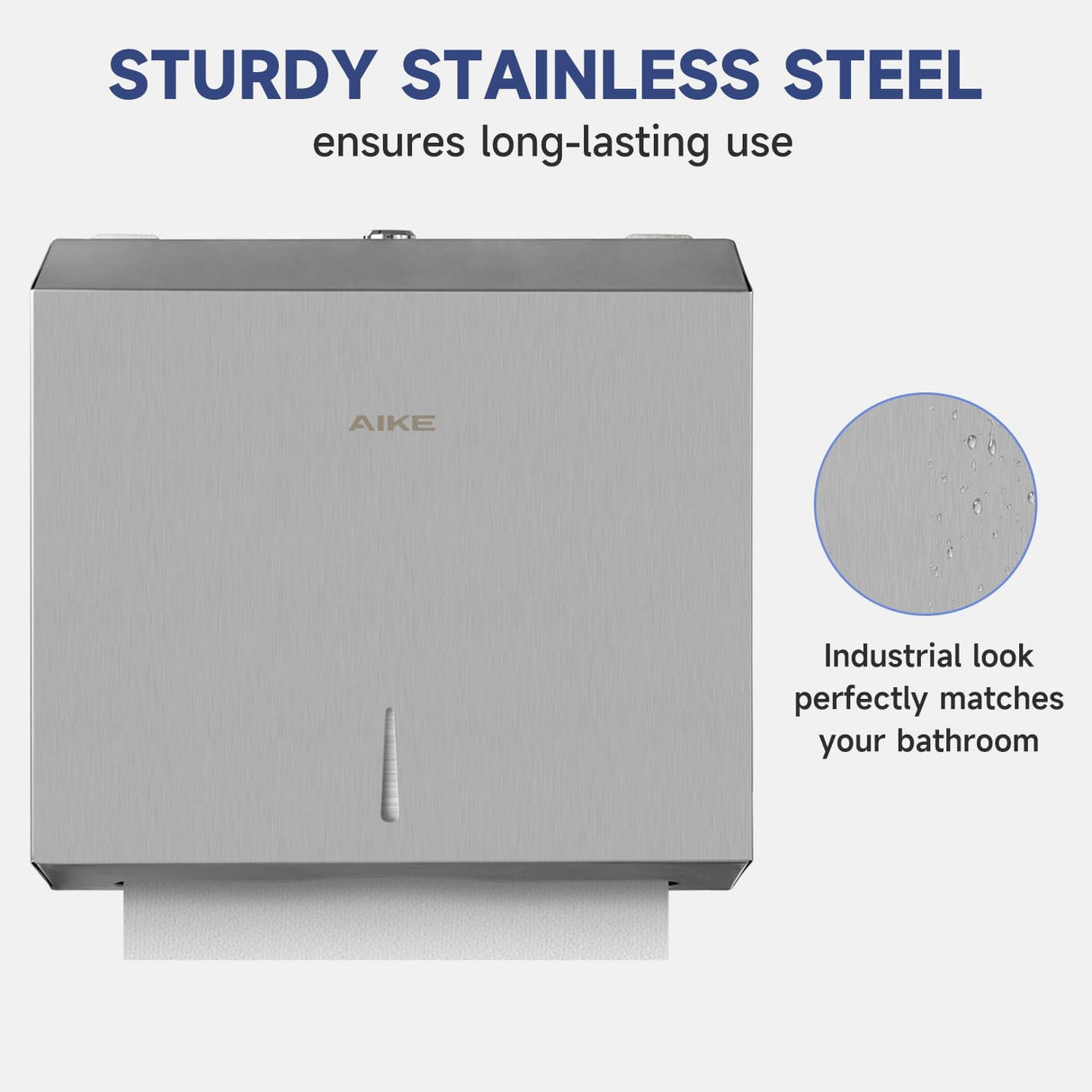 AIKE 250 Sheets Stainless Steel Commercial Wall Mount Paper Towel Dispenser with Lock,Model AK5180 - AIKE Direct Store