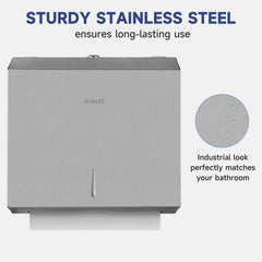 AIKE 250 Sheets Stainless Steel Commercial Wall Mount Paper Towel Dispenser with Lock,Model AK5180