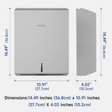 AIKE 400 Sheets Multifold Paper Towel Dispenser with Lock,Large Capacity Commercial Stainless Steels Wall Mount Tissue Dispenser AK5181 (Folded Size 10.6" x 3.9" Or Smaller) - AIKE Direct Store