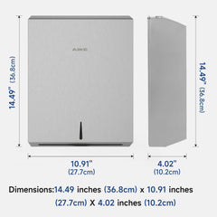 AIKE Multifold-Papierhandtuchspender, Taschentuchspender zur Wandmontage mit Smart Lock, 200 Blatt, gefaltete Größe 10" x 3,1" oder kleiner, AK5101
