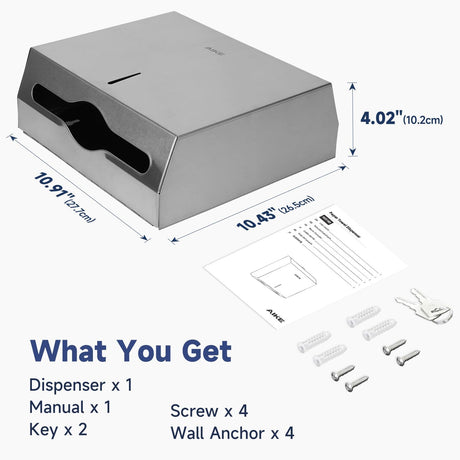 AIKE 250 Sheets Stainless Steel Commercial Wall Mount Paper Towel Dispenser with Lock,Model AK5180 - AIKE Direct Store