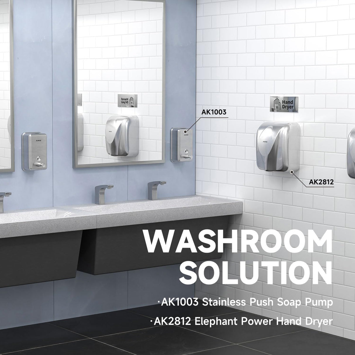 AIKE  37 FL OZ (1100ml) Stainless Steel Soap Dispenser With Anti-Leak Brass Pump, AK1003