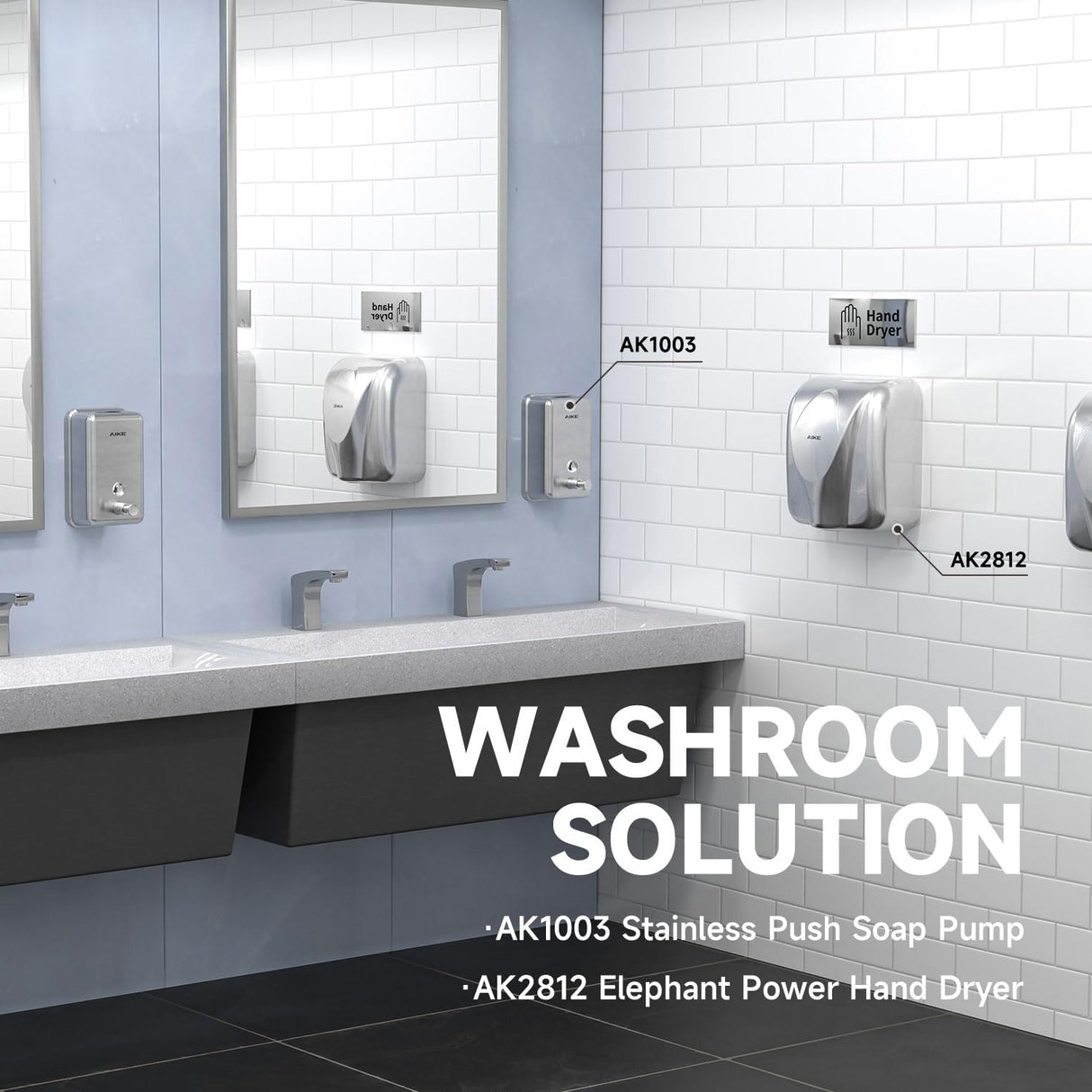 AIKE  37 FL OZ (1100ml) Stainless Steel Soap Dispenser With Anti-Leak Brass Pump, AK1003