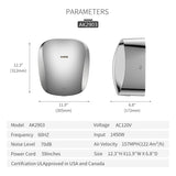 AIKE UL Certified Commercial Hand Dryer with HEPA Filter,Heavy Duty Electric High Speed Hand Dryer, Model AK2903