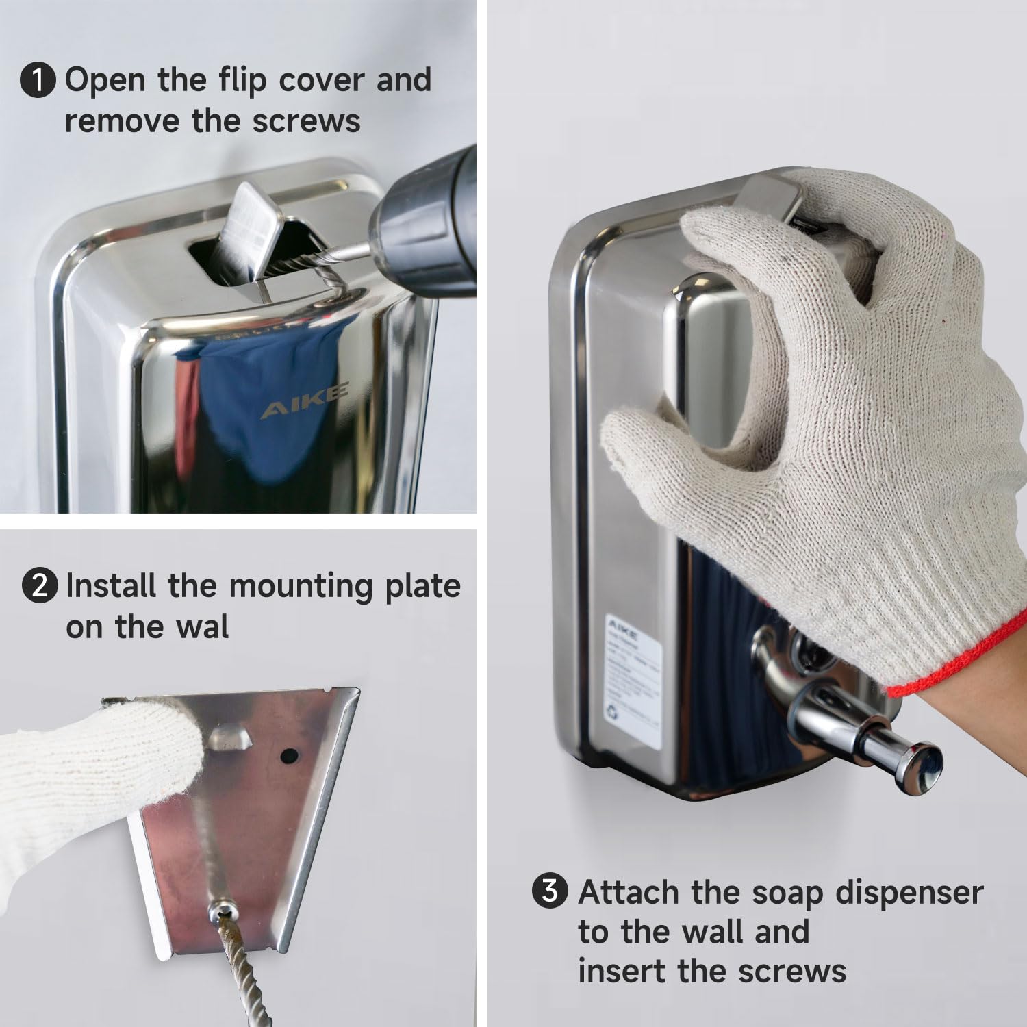 AIKE Stainless Steel Shelled Manual Soap Dispenser For Bathroom