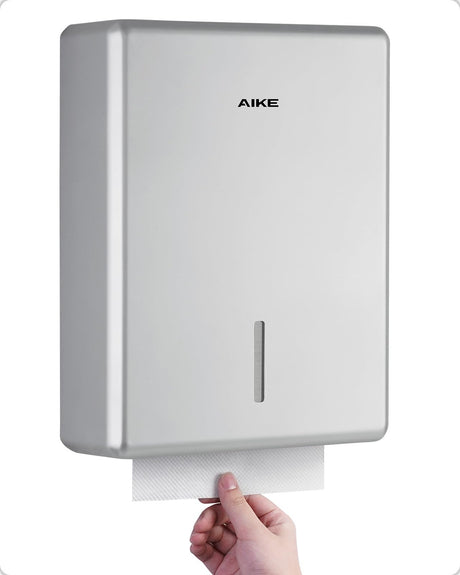 AIKE Commercial Wall Mount Paper Towel Dispenser with Lock, 400 Sheet Capacity, Fits Folded Size 10" x 3.5" Towels, Model AK5302 - AIKE Direct Store