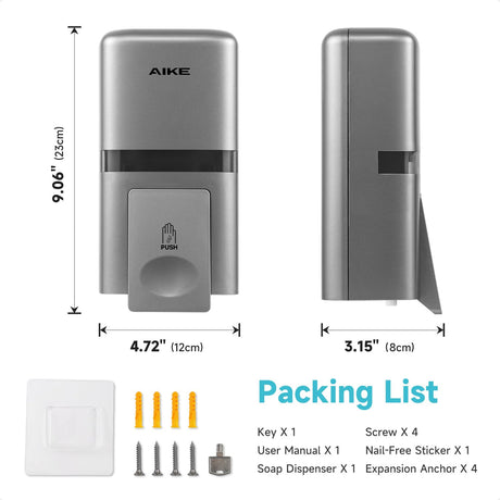 AIKE Manual Liquid Soap Dispenser with Extended Pump, 27fl oz /800ml Large Capacity for Commercial Bathrooms,Model AK1008 - AIKE Direct Store