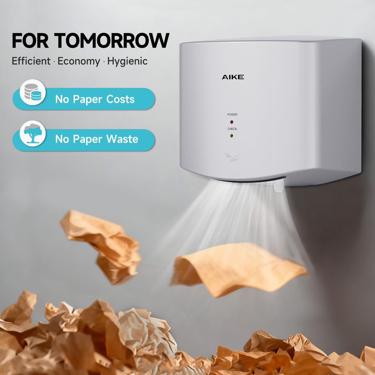 AIKE Air Wiper Compact Electric Hand Dryer for Commercial Bathroom, AK2630s