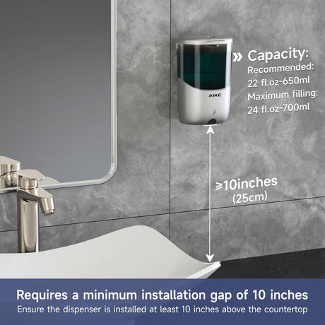 AIKE Automatic Wall-Mounted Soap Dispenser for Bathroom and Kitchen 24fl.oz/700ml, Model AK1216 - AIKE Direct Store