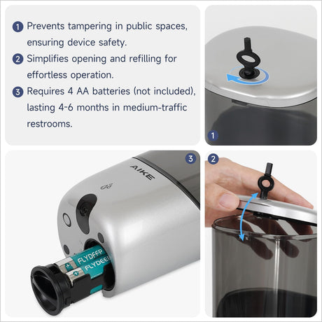 AIKE Automatic Wall-Mounted Soap Dispenser for Bathroom and Kitchen 24fl.oz/700ml, Model AK1216 - AIKE Direct Store