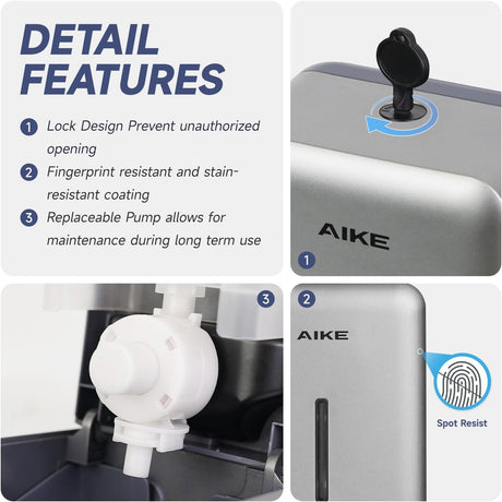 AIKE Manual Push Liquid Soap Dispenser for Commercial Bathroom 27oz Large Capacity,Model AK1006 - AIKE Direct Store
