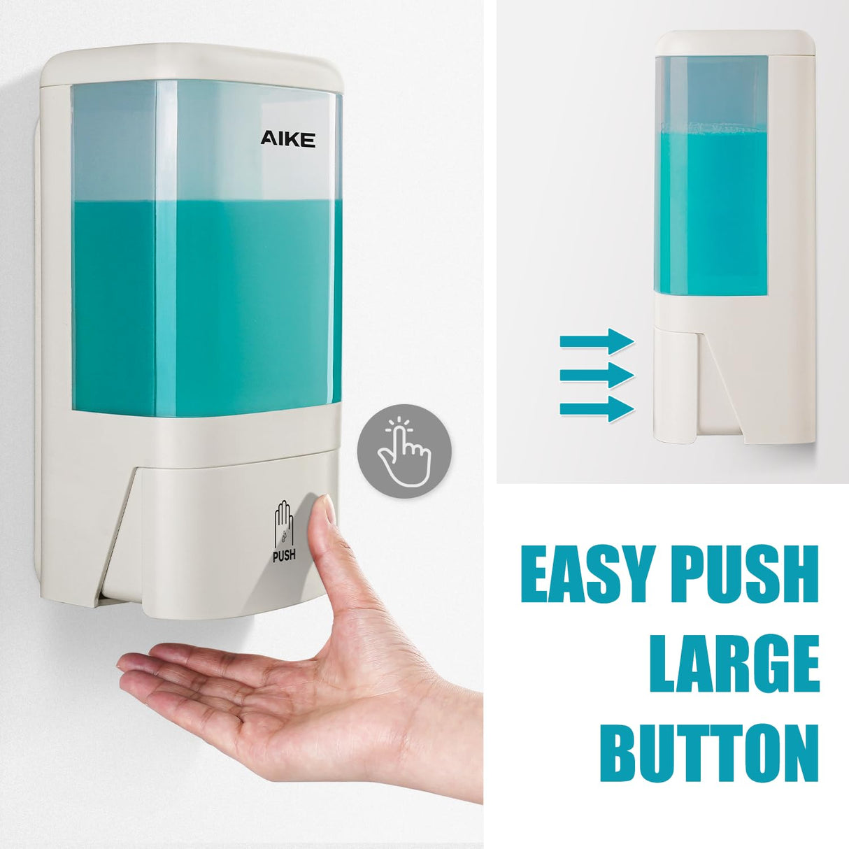 AIKE Wall-mounted Manual Liquid Soap Dispenser for Commercial Restrooms Large Capacity 40.58 fl oz/1.2L , Model AK1007 - AIKE Direct Store