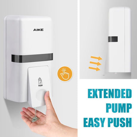 AIKE Manual Liquid Soap Dispenser with Extended Pump, 27fl oz /800ml Large Capacity for Commercial Bathrooms,Model AK1008 - AIKE Direct Store