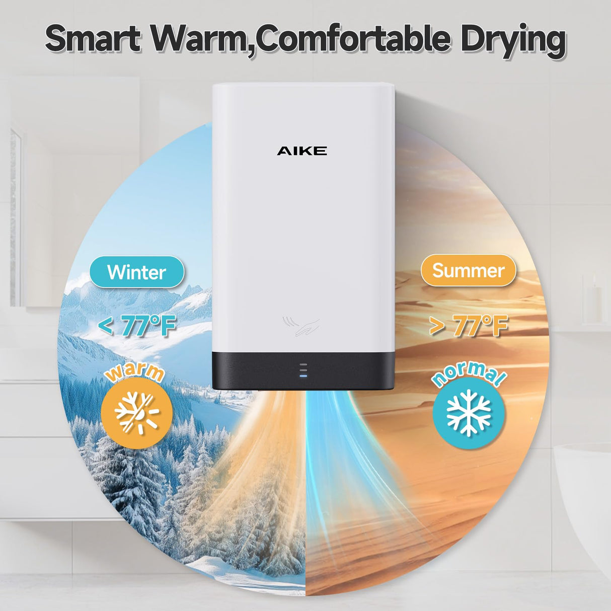 AIKE Electric Slim Hand Dryer For Household & Commercial Bathroom, AK2822