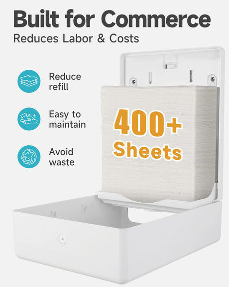 AIKE Commercial Wall Mount Paper Towel Dispenser with Lock, 400 Sheet Capacity, Fits Folded Size 10" x 3.5" Towels, Model AK5302 - AIKE Direct Store