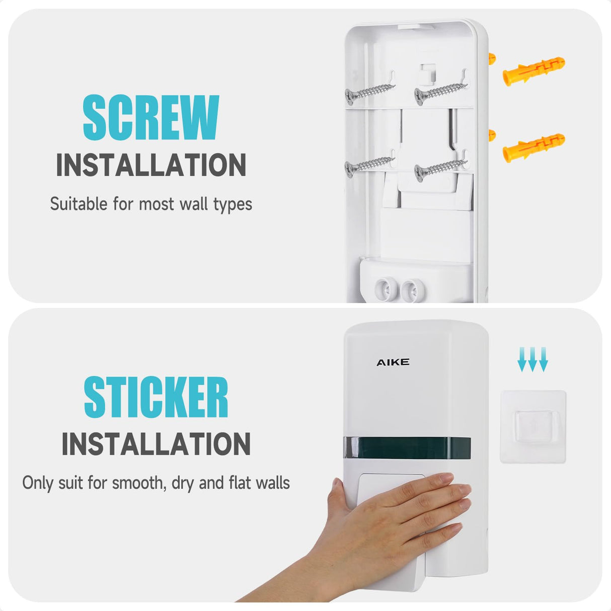 AIKE Manual Liquid Soap Dispenser with Extended Pump, 27fl oz /800ml Large Capacity for Commercial Bathrooms,Model AK1008 - AIKE Direct Store