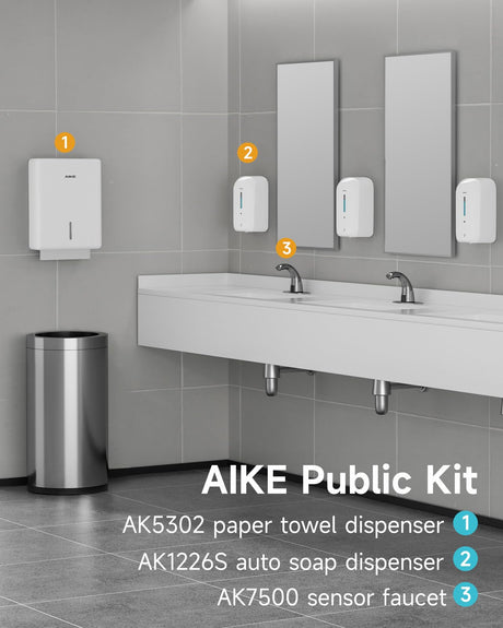 AIKE Commercial Wall Mount Paper Towel Dispenser with Lock, 400 Sheet Capacity, Fits Folded Size 10" x 3.5" Towels, Model AK5302 - AIKE Direct Store