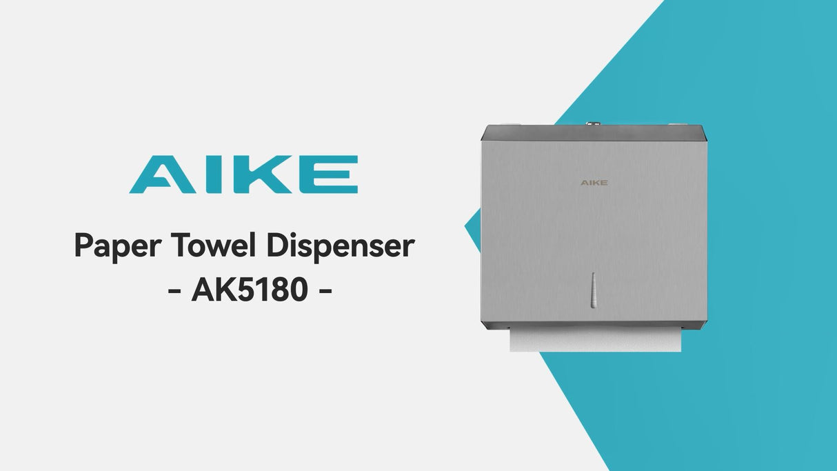 AIKE 250 Sheets Stainless Steel Commercial Wall Mount Paper Towel Dispenser with Lock,Model AK5180